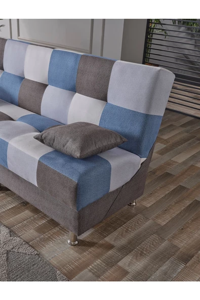 Meşe Home Cube Kolsuz Mekanizma Yataklı Yaylı Bazalı Kare Desenli Kanepe - 5