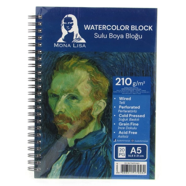 Mona Lisa A5 Watercolor Block 210 gr Telli Çizim Defter