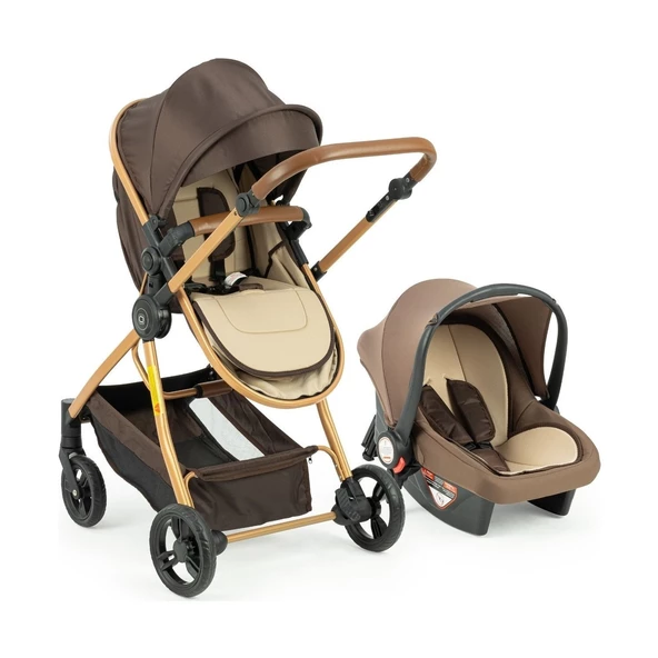 Quard Promax Travel Sistem Bebek Arabası Gold Kahverengi