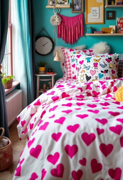 Helen George Pembe Kalpli  Çift Kişilik Nevresim Seti - Resim 5