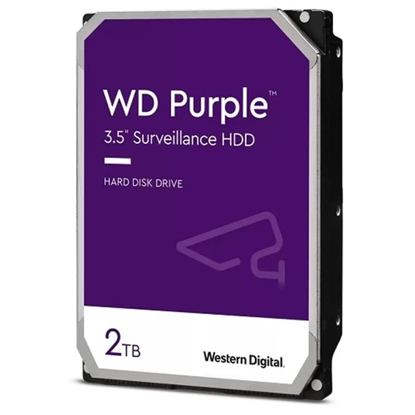 2 Tb Wd 3.5 Purple Sata3 5400rpm 64mb 7/24 Guvenlık Wd23purz (3 Yıl Resmı Dıst Garantılı)