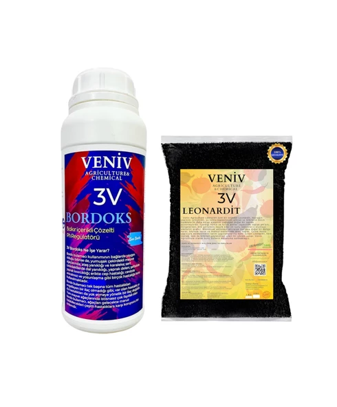 Veniv 3V Bordoks Bordo Bulamacı 1L + Leonardit Hümik Fülvik Asit 2 Kg