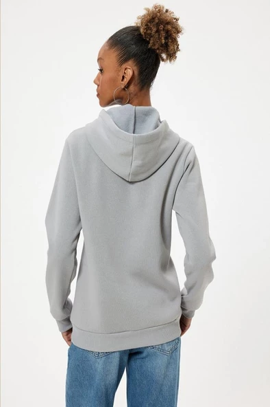 Koton Oversize Kapüşonlu Sweatshirt Kanguru Cep Detaylı Köpek Baskılı Şardonlu - 4