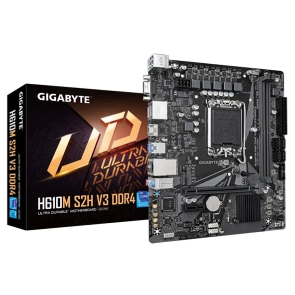 Gıgabyte H610m-s2h-v3-ddr4 3200mhz 1xvga 1xhdmı 2xdp 1xm.2 Usb 3.2 Matx 1700p (12./13.ve 14.nesil İşlemci Uyumlu)