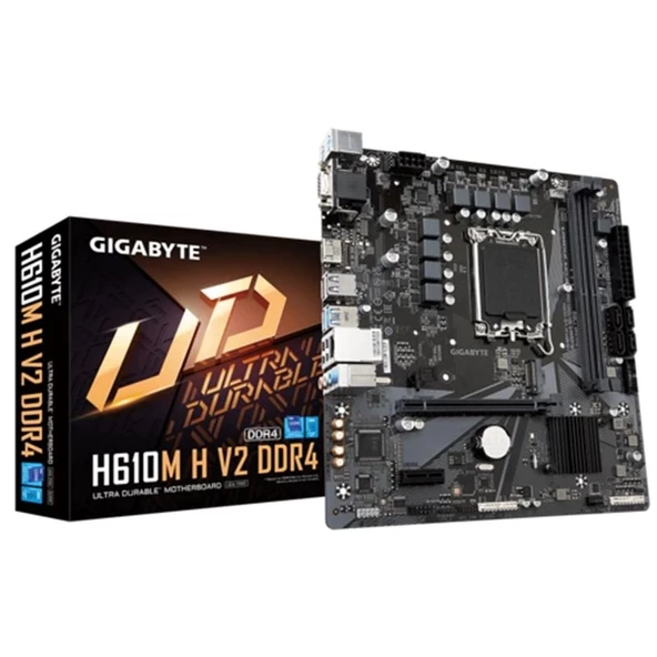 Gıgabyte H610m-h-v2 Ddr4 3200mhz 1xvga 1xhdmı 1xm.2 Usb 3.2 Matx 1700p (12. / 13. Ve 14. Nesil İşlemci Uyumlu)