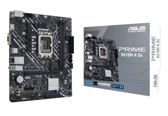 Asus Prıme H610m-k D4 Ddr4 3200mhz 1xvga 1xhdmı 1xm.2 Usb 3.2 Matx 1700p (12. / 13. Ve 14. Nesil İşlemci Uyumlu)