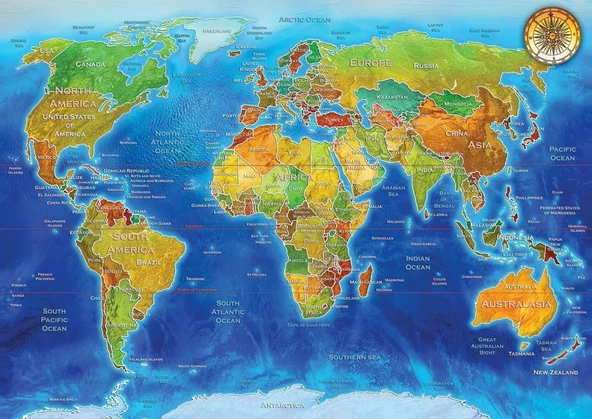 Art Puzzle Jeopolitik Dünya Haritası - 2000 Parça 5496 - 2