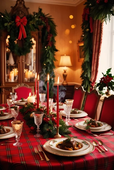 Helen George Kırmızı Tartan Ekose Masa Örtüsü - 3