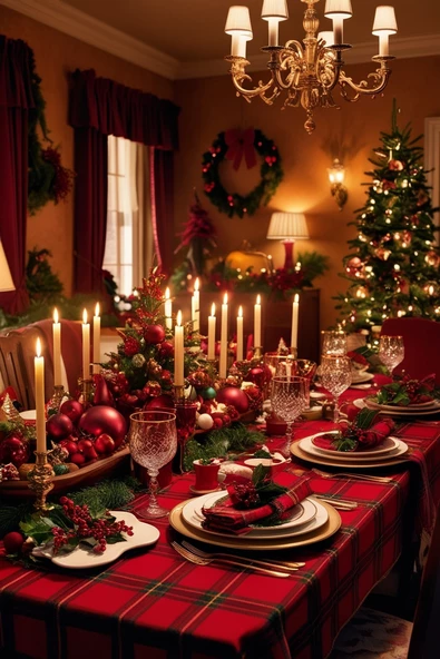 Helen George Kırmızı Tartan Ekose Masa Örtüsü