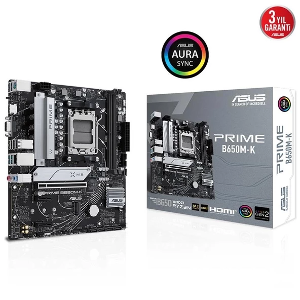 Asus Prıme B650m-k Ddr5 6400mhz 1xvga 1xhdmı 2xm.2 Usb 3.2 Matx Am5 ( Amd Am5 7000 Serisi İle Uyumlu)