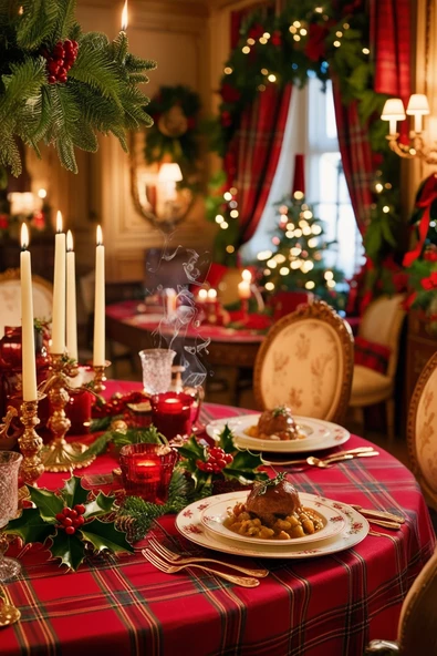 Helen George Kırmızı Tartan Ekose Masa Örtüsü - 2