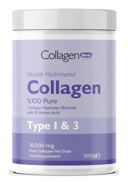 Collagen Forte Platinum Collagen Powder 500g, %100 Saf, Doğal Çift Hidrolize Kolajen Peptitler (50 PORSİYON)