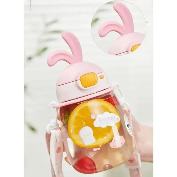 Shotay Rabbit Çocuk Pipetli Matara Tritan Pembe 600Ml - 2