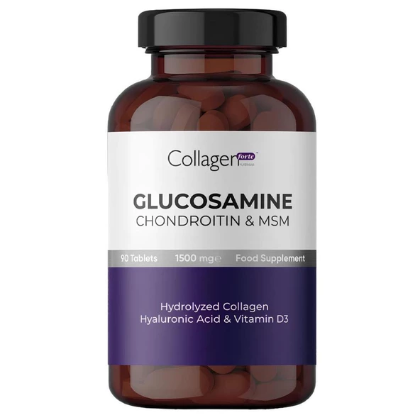 Collagen Forte Platinum Glucosamine, Chondroitin & Msm, Hidrolize Kolajen, Vitamin D3, 1500 mg x 90 Tablet