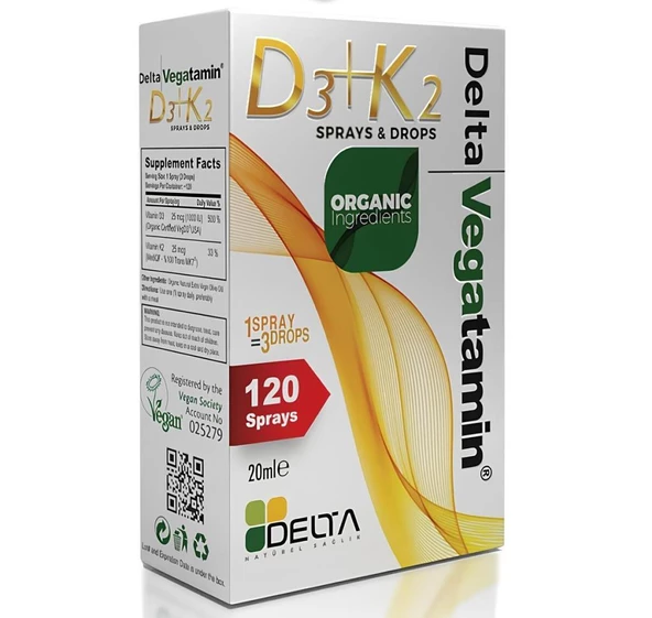 Delta Vegatamin D3+K2 Sprey Ve Damla 20 Ml