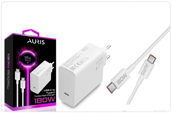 Şarj Aleti Takım Type-C 180W Saliseli Auris ARS-CH42