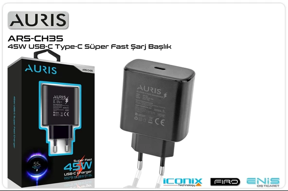 Şarj Kafa Type-C 45W Fast Saliseli Auris ARS-CH35