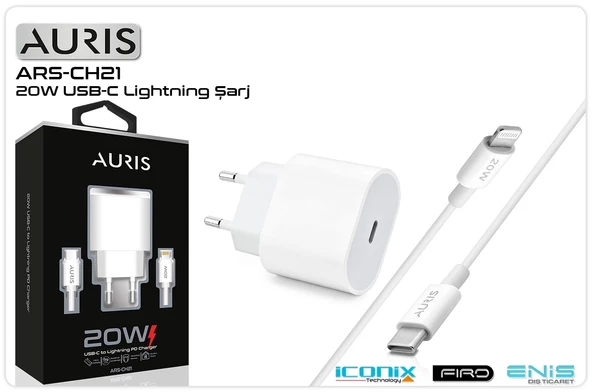 Şarj Aleti Takım İphone Ligtning 20W Auris ARS-CH21