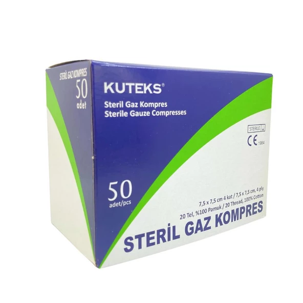 Kuteks Steril Gaz Kompres 7,5CmX7,5Cm 50 Adet