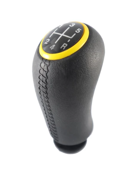 Renault Clio 3 Deri Desen Sarı Çerçeve Vites Topuzu M453 - Resim 2