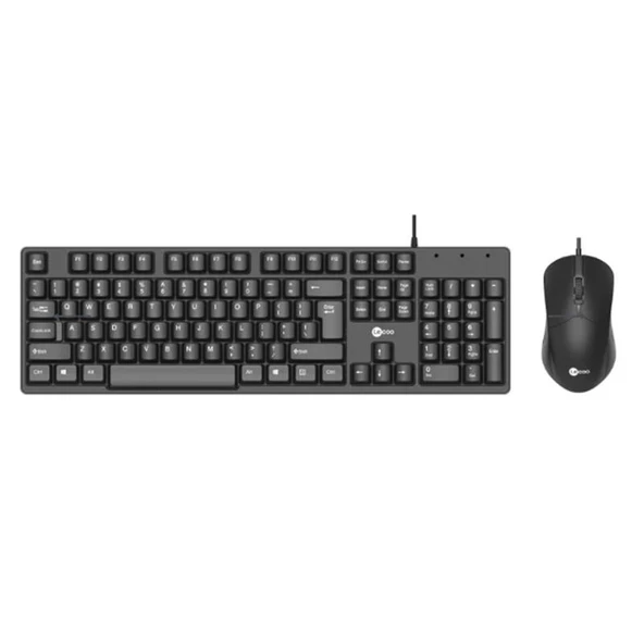 LECOO USB KABLOLU TÜRKÇE Q KLAVYE MOUSE SET SİYAH CM101-S