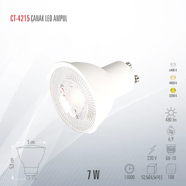 CATA CT-4215 LED AMPUL 7W BEYAZ IŞIK 5 ADET