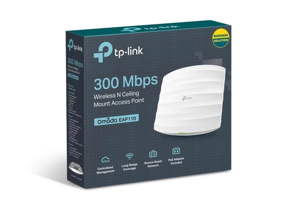 Tp-lınk Omada Eap110 1 Port 10/100 2.4ghz 300mbps 2x4dbı Anten İç Ortam Tavan Tipi Access Poınt(adaptörlü)