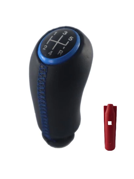 Dacia Logan Deri Kaplama Mavi Çerçeve Vites Topuzu M399B ürün görseli 1