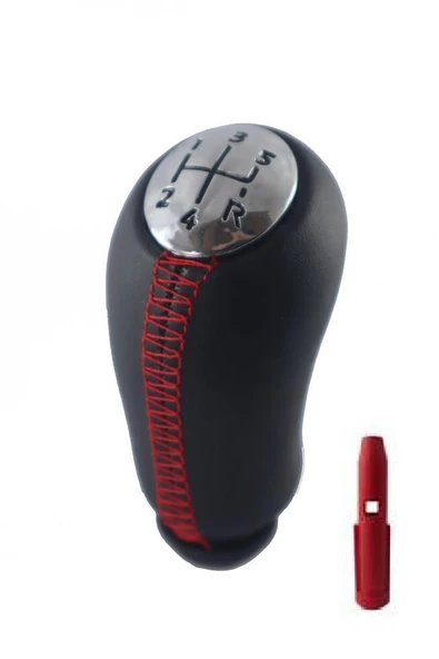 Renault Clio 3 Kırmızı Dikiş Deri Kaplama Vites Topuzu M366 - Resim 2