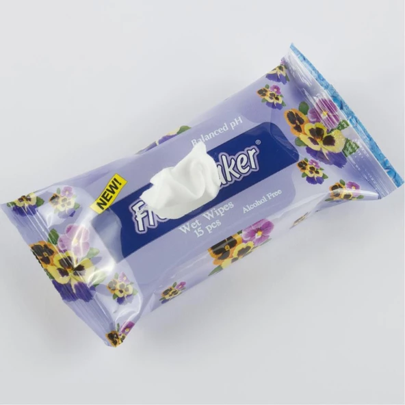 Freshmaker Islak Cep Mendil - Alkolsüz ve pH Dengelenmiş - Çiçeksi Kokular - 15 Adetlik 20 Paket - Resim 3