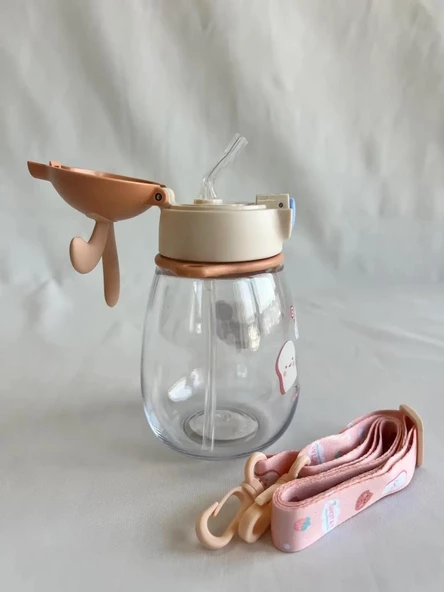 Shotay Rabbit Çocuk Pipetli Matara Tritan Somon 600Ml - Resim 4