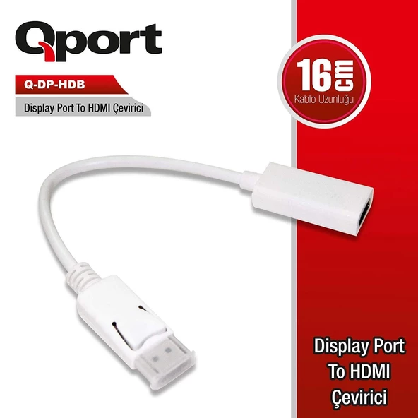 Qport Q-dp-hdb Dısplay Port To Hdmı 4k Çevirici