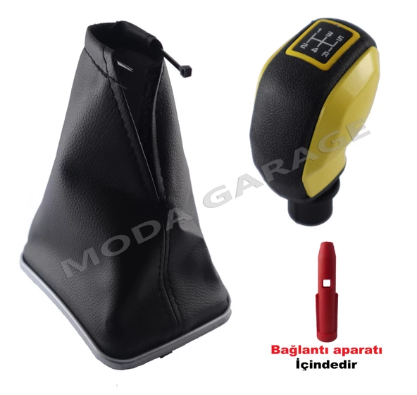 Fiat Punto Krom Çerçeve Vites Körüğü Ve Sarı Spor Vites Topuzu M11005 ürün görseli 1