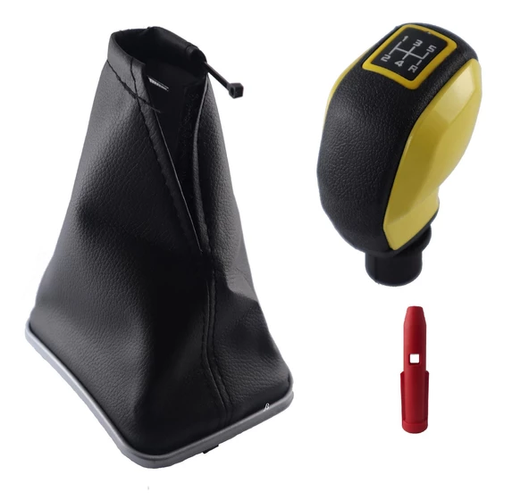 Fiat Punto Krom Çerçeve Vites Körüğü Ve Sarı Spor Vites Topuzu M11005 - Resim 2