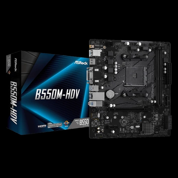 Asrock, B550m-hdv, 2xddr4, M.2, D-sub, Dvı, Hdmı, Am4 Soket Anakart