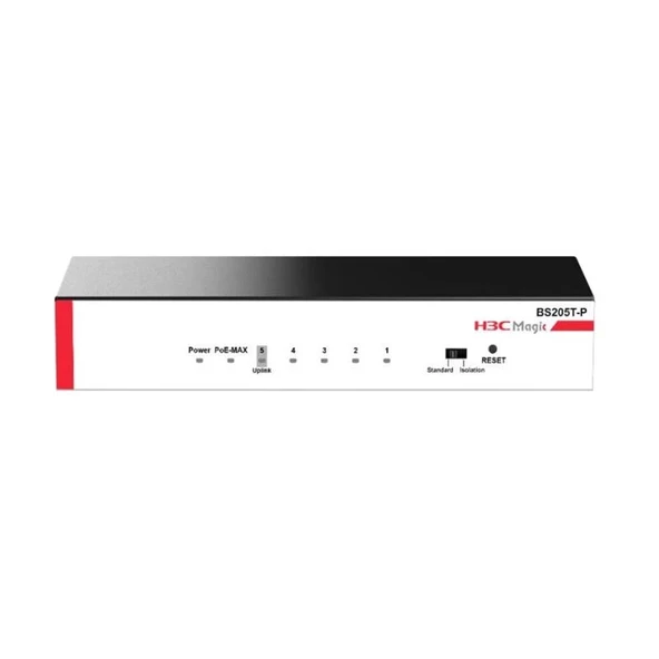 H3c Magıc Bs205t-p 4 Port Gıgabıt + 1port Gıgabıt Uplınk 57w Poe Metal Kasa Swıtch