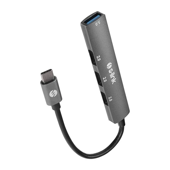 S-lınk Sw-u324 3*usb2.0, 1*usb3.0 Type-c Metal Usb Hub Çoklayıcı