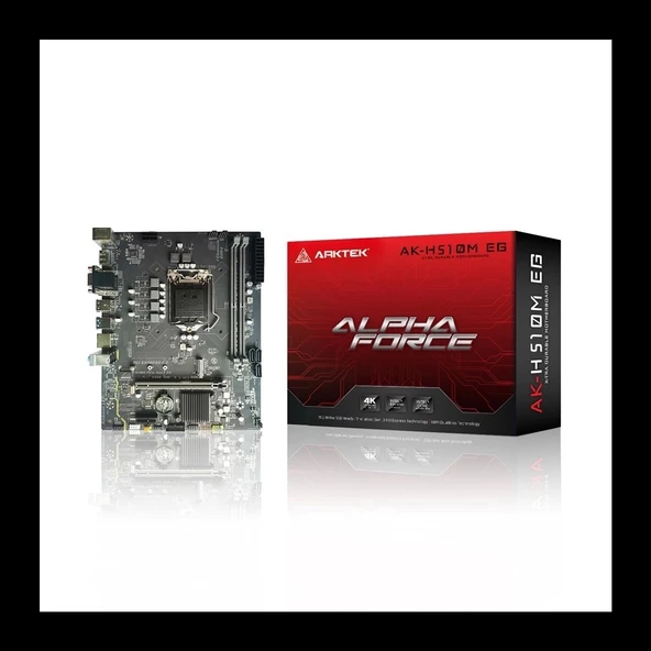 Arktek Alpha Force, Ak-h510m Eg, 2xddr4, M.2, Hdmı, Dp, 10-11.nesil, Lga1200 Soket, Anakart