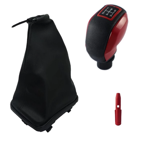 Fiat Linea Kırmızı Spor Vites Topuzu Ve Çerçeveli Vites Körüğü M11017 - Resim 2