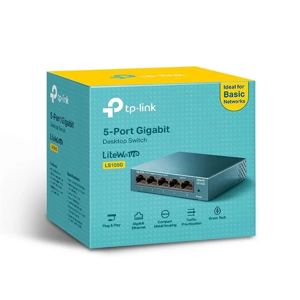 Tp-lınk Ls105g 5 Port Gıgabıt Metal Kasa Swıtch