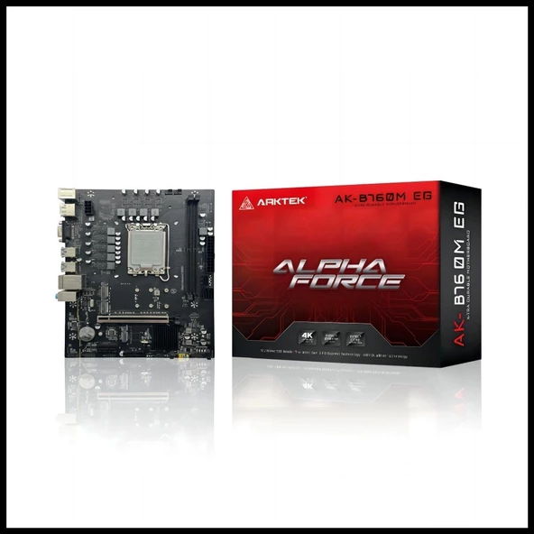 Arktek Alpha Force, Ak-b760m Eg, 2xddr5, 2x M.2, D-sub, Hdmı, Dp, 12-13.nesil, Lga1700 Soket, Anakart