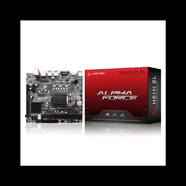 Arktek Alpha Force, Ak-h61m El, 2xddr3, M.2, D-sub, Hdmı, 2-3.nesil, Lga1155 Soket, Anakart