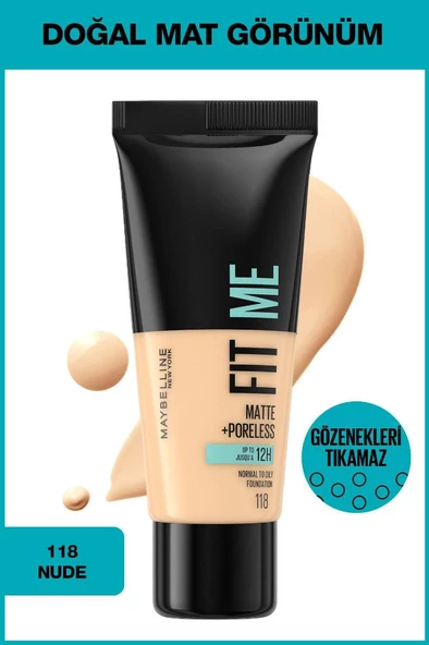 Maybelline New York Fit Me Matte+poreless Fondöten - 118 Nude