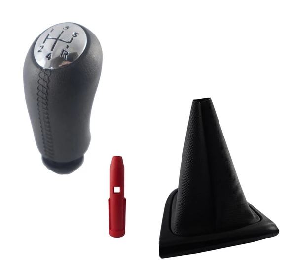 Clio 4 Deri Desen Krom Vites Topuzu Ve Siyah Çerçeve Vites Körük M11962 - Resim 2