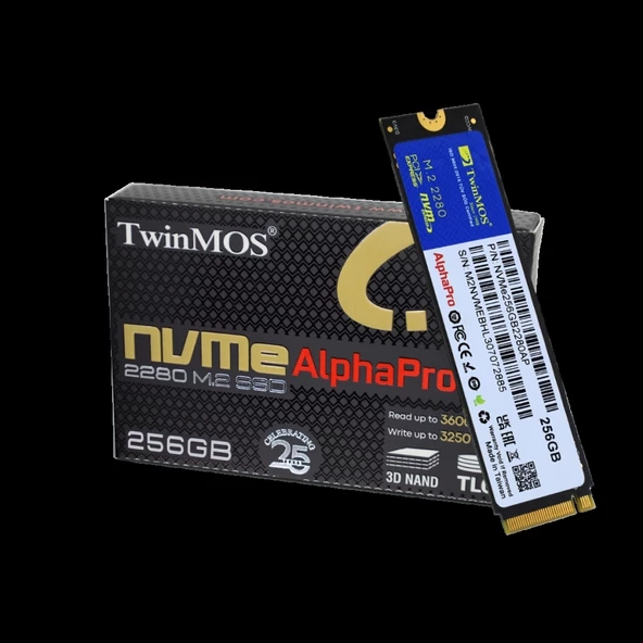 Twinmos Nvme256gb2280ap, Alphapro, 256gb, 3600-3250mb/s, Gen3, Nvme Pcıe M.2 2280, Ssd,  Tlc, 3dnand