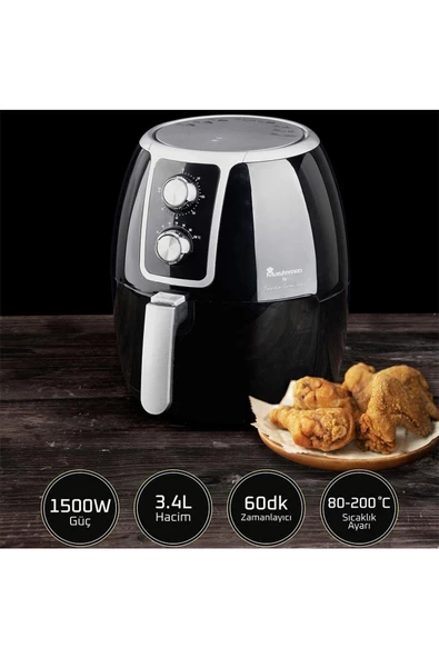 MasterPro Airfryer Yağsız Fritöz 3,4 Litre Kapasiteli 1500 W