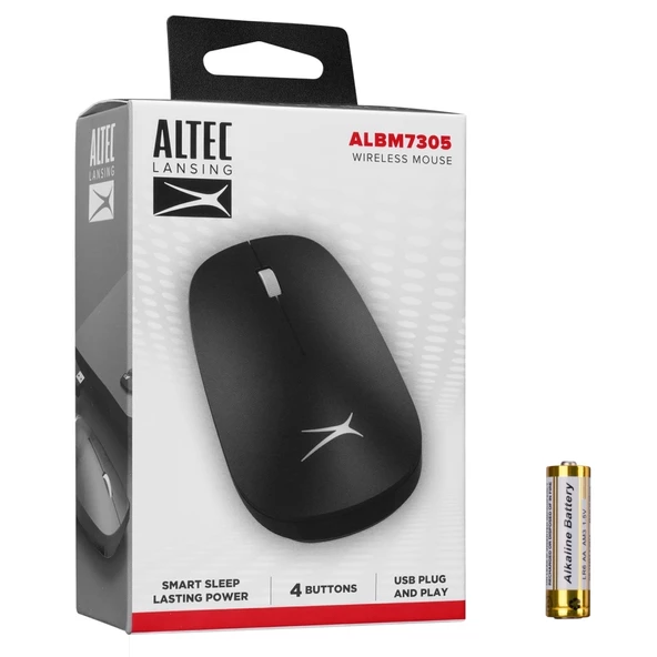 Altec Lansing Albm7305, Siyah, 2.4ghz, Usb,  1600dpı, Kablosuz Optik Mouse