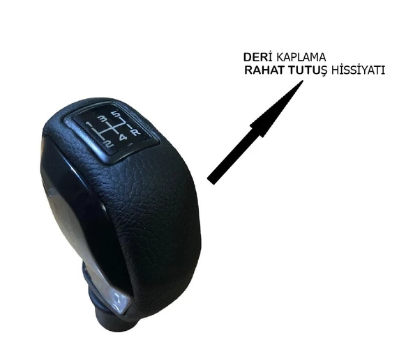Peugeot 308 Deri Kaplama Siyah Spor Vites Topuzu M111568 - 3