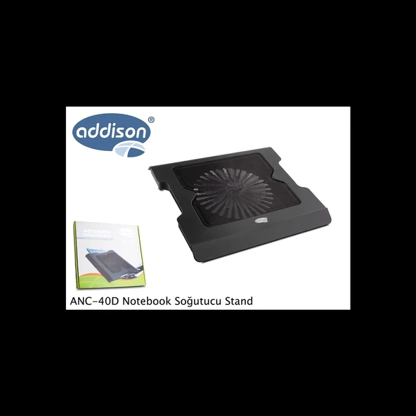 Addıson Anc-40d, 20cm Fan, 10"-16" Notebook Soğutucu, 4 Usb 2.0 Giriş, Mavi Ledli Fan(siyah)