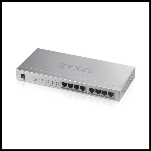 Zyxel Gs1008hp, 8 Port, Gigabit, 8 Port Poe 60w, Yönetilemez, Masaüstü Switch